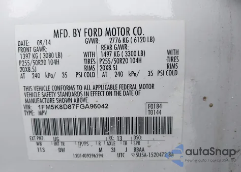 2015 Ford Explorer Xlt z USA, uszkodzony, nr VIN 1FM5K8D87FGA96042